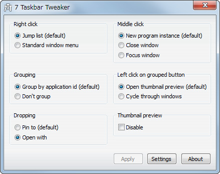「7 Taskbar Tweaker」