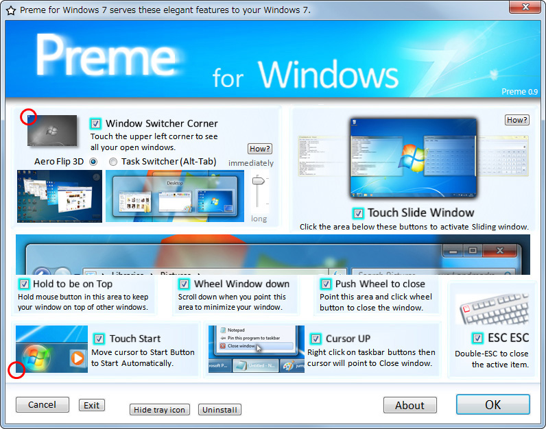 「Preme for Windows 7」v0.9