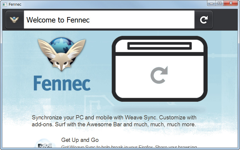 「Firefox Mobile」（エミュレーター版）v1.0