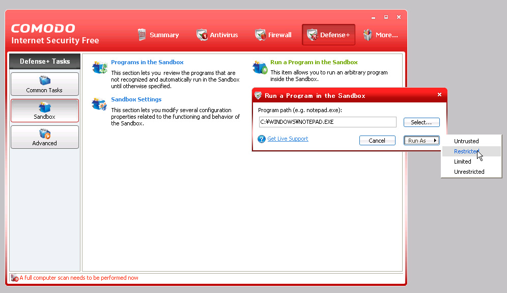 不審なソフトをシステムから隔離された実験環境で安全に実行できる“Sandbox”機能