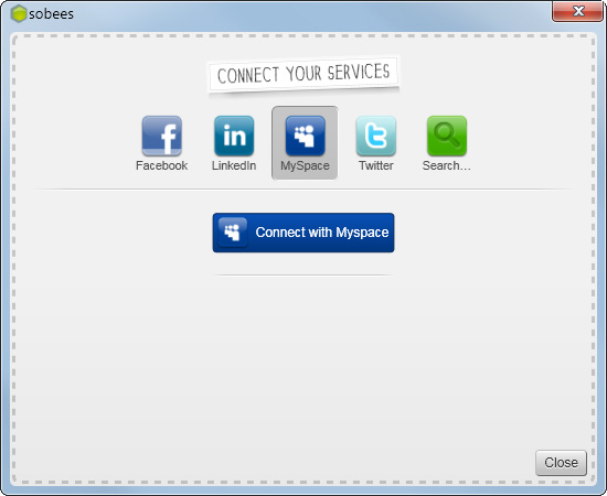 複数のTwitterアカウントを扱えるほか、Facebook/MySpace/LinkedInといった各種SNSのアカウントを追加できる