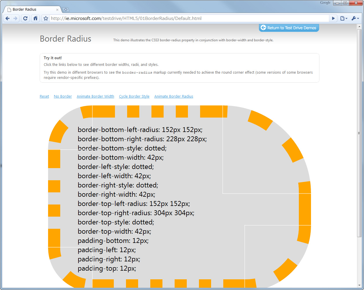 CSS3のデモ（「Google Chrome」で試した場合）