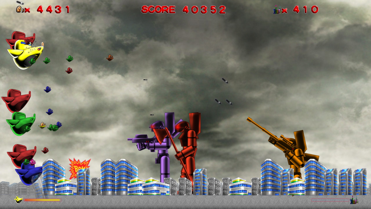 10ステージごとにボスが登場。大きさはさまざまだが、耐久性はどれも高い