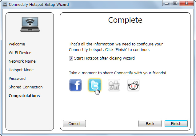 5. 無線LANアクセスポイントを作成できた