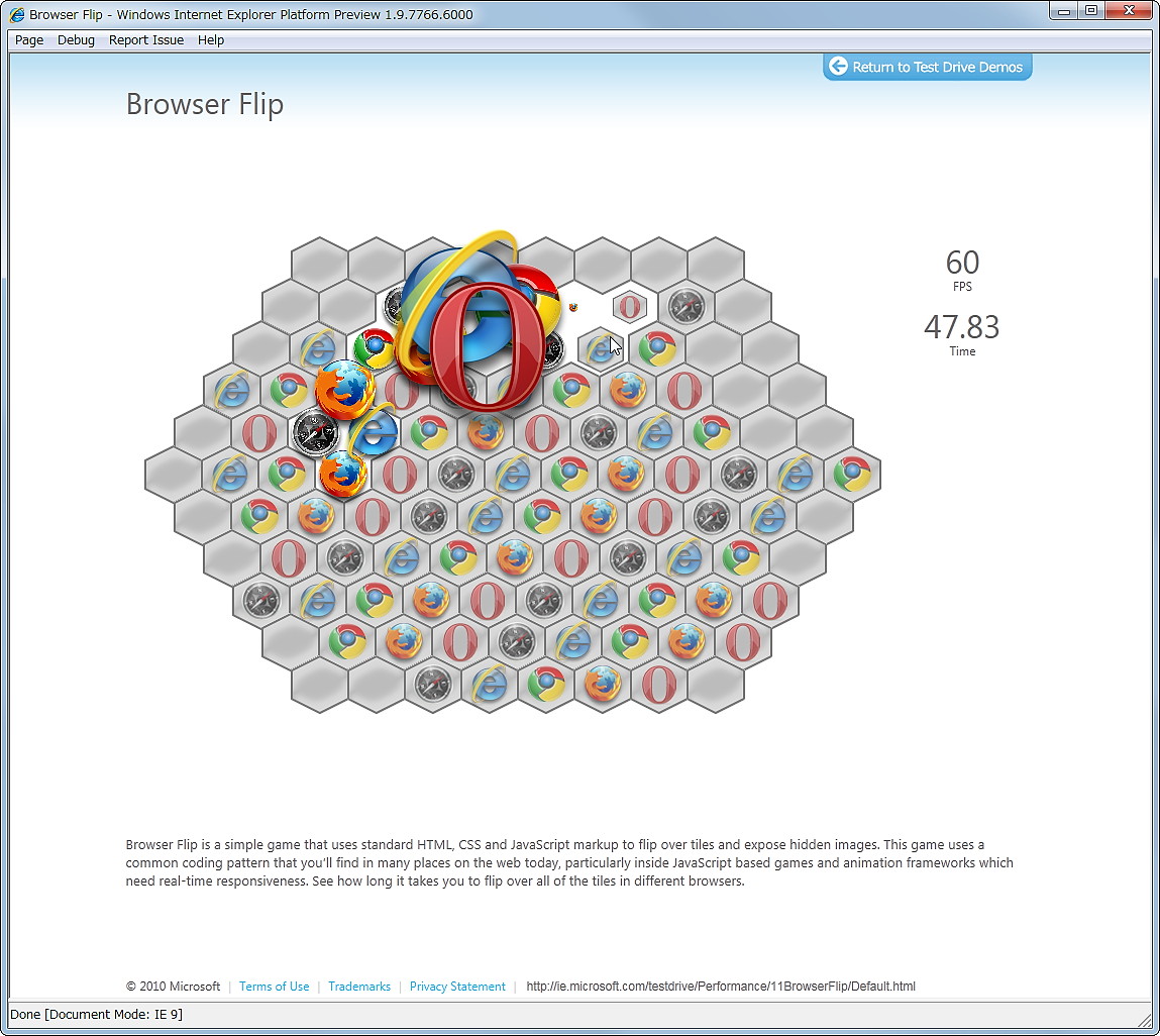 FPSを計測するデモ“Browser Flip”