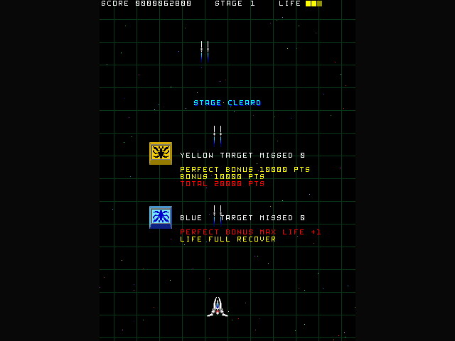 ステージクリア時には破壊したターゲットの数によってボーナスが発生する