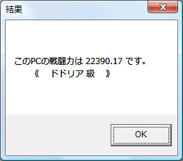 パソコンの“戦闘力”と同等の力をもつキャラクターの名前を表示