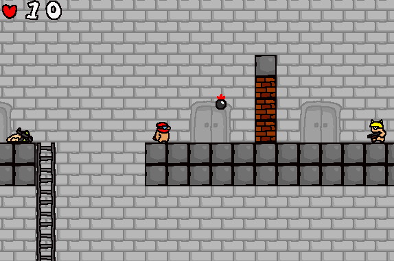 レンガの壁を壊すのには爆弾が必要。1回しか使えないので慎重に