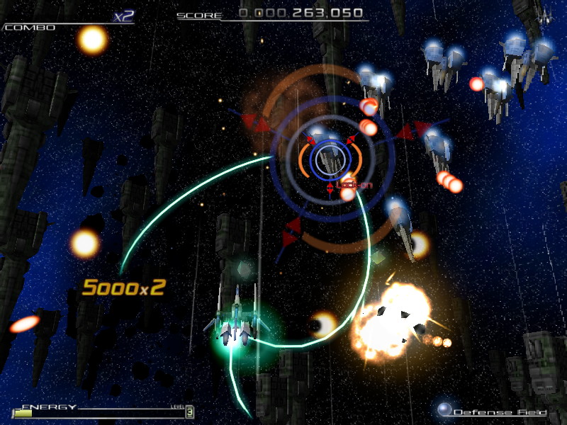 誘導レーザーはザコ敵を一掃したいときに活躍する