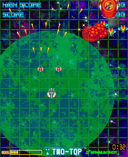 初心者の盾は敵弾を受けるとボムのように広がるため強力だ
