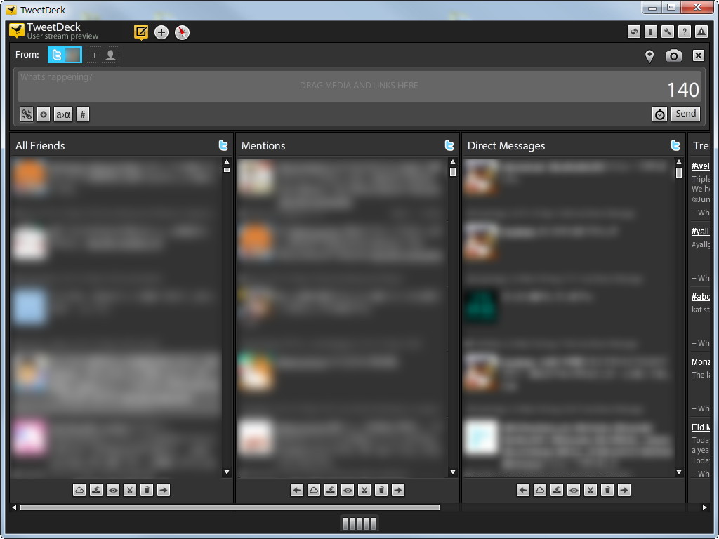 「TweetDeck」User Streams Preview版