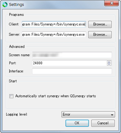 「QSynergy」へ「Synergy+」の実行ファイルのパスを登録