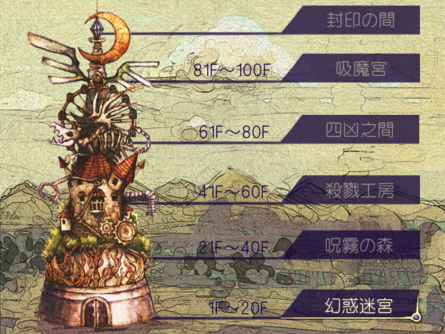 塔は全100階建て。20階ごとに区分されているので一気に登ることはできない