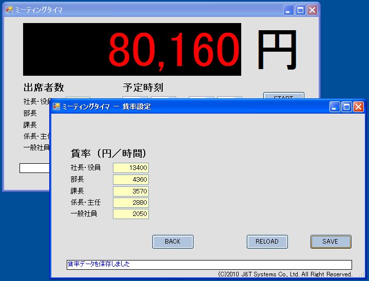 役職ごとに賃率を設定できる（画像は国内企業の平均賃金を参考にした架空データ）