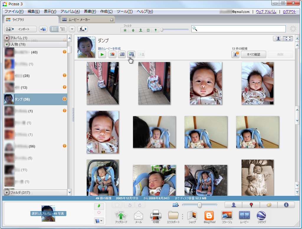 「Picasa」v3.8.0 (ビルド 117.16、0)