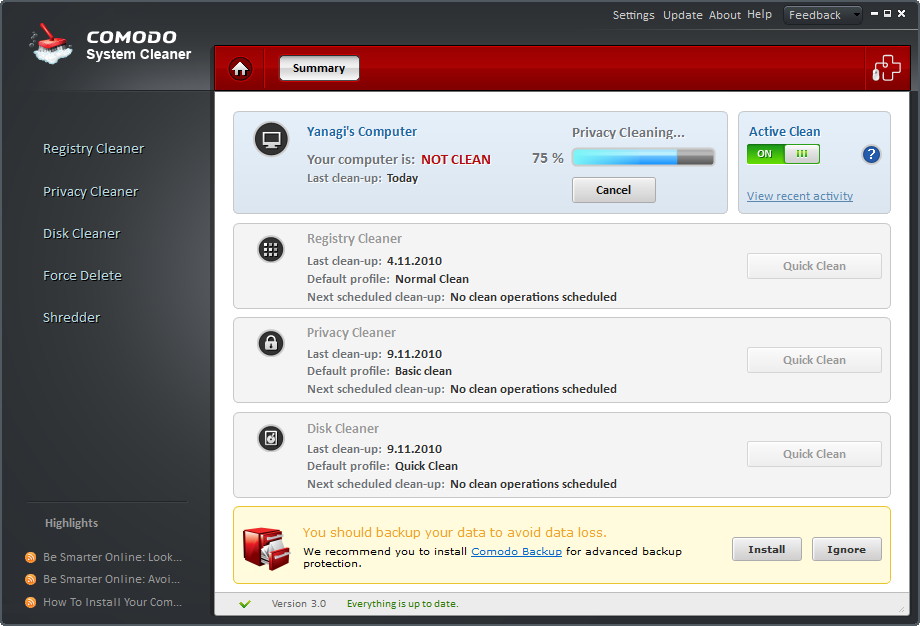 「Comodo System-Cleaner」v3.0.167886.37