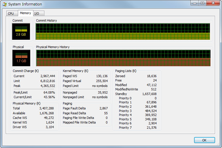 タブ切り替え式表示になった“System Information”ダイアログ