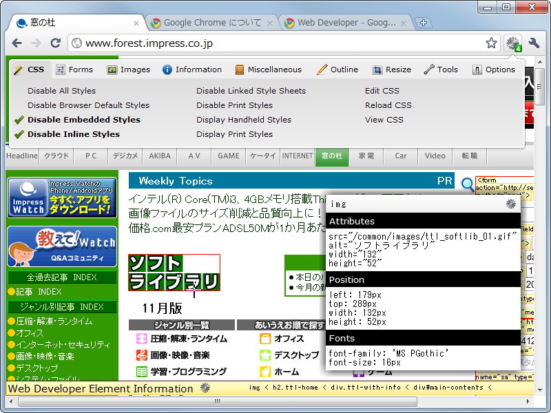 「Web Developer」v0.3.1