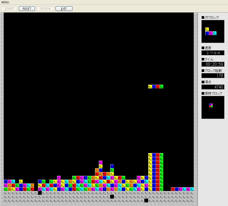 フィールドはここまで拡大可能。1列消すのがとても難しくなる
