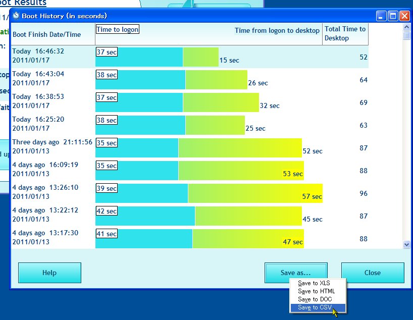 履歴リストは形式を選んで保存可能