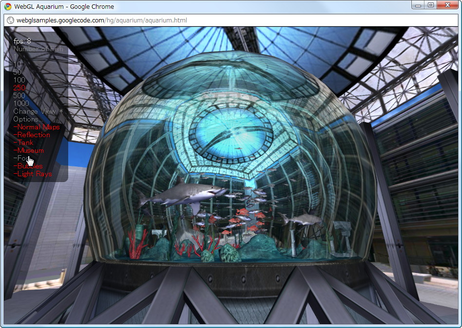 “WebGL Aquarium”を表示