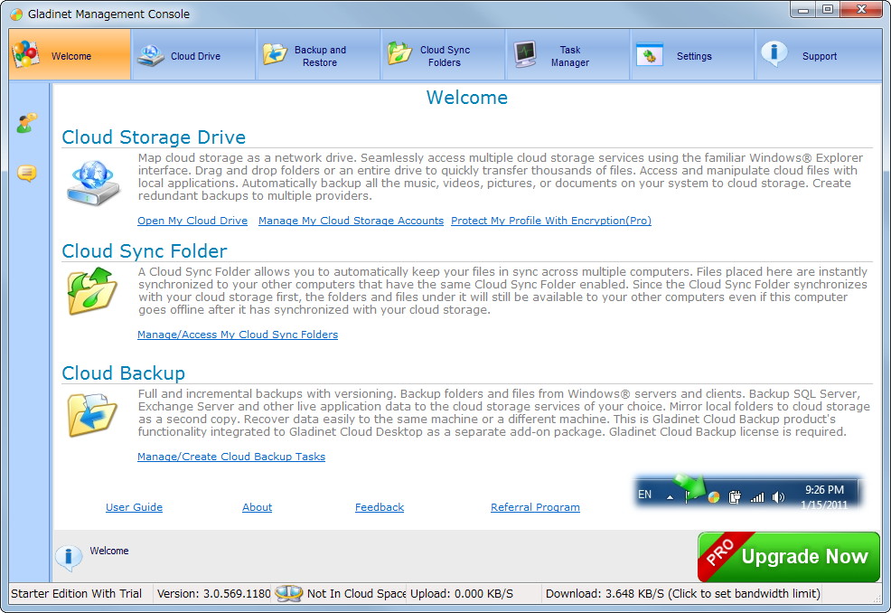「Gladinet Cloud Desktop Starter Edition」v3.0.569