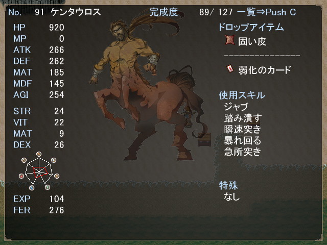 一度戦ったモンスターは図鑑に登録される。各種耐性や使用スキルがわかる便利な存在だ