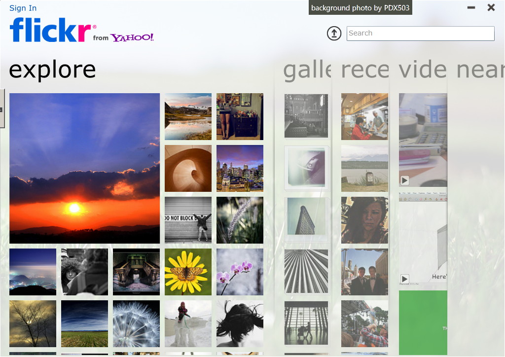 「Flickr for Windows 7 Touch」v1.1