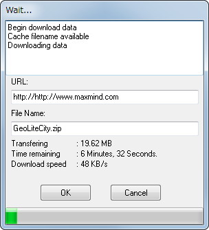 初回起動時に“GeoLite City”をダウンロード