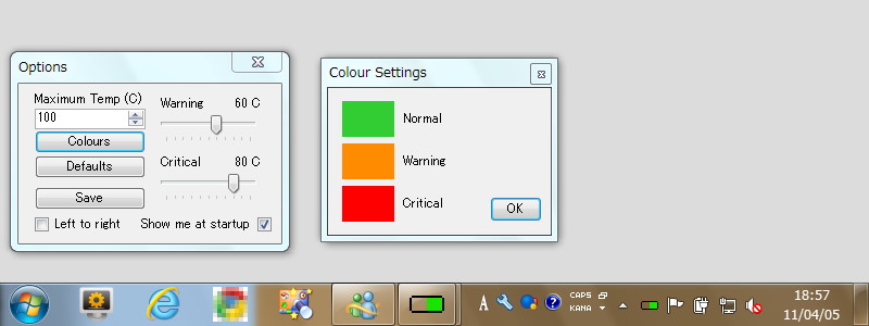 「Temp Taskbar for Windows 7」v1.1