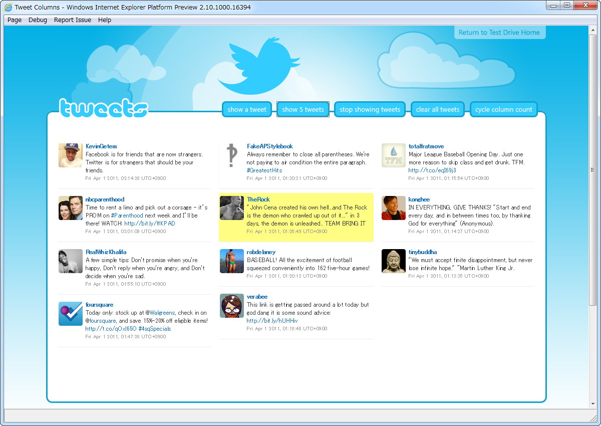 マルチカラムレイアウトのデモ“Tweet Columns”
