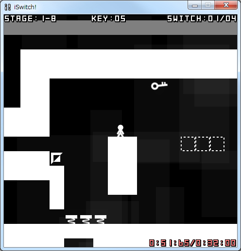 四角形のスイッチを作動させると空間と壁が反転する