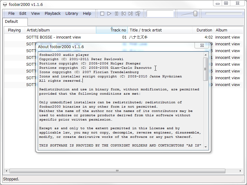 「foobar2000」v1.1.6