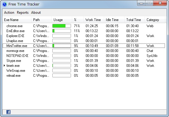 「Free Time Tracker」v1.1