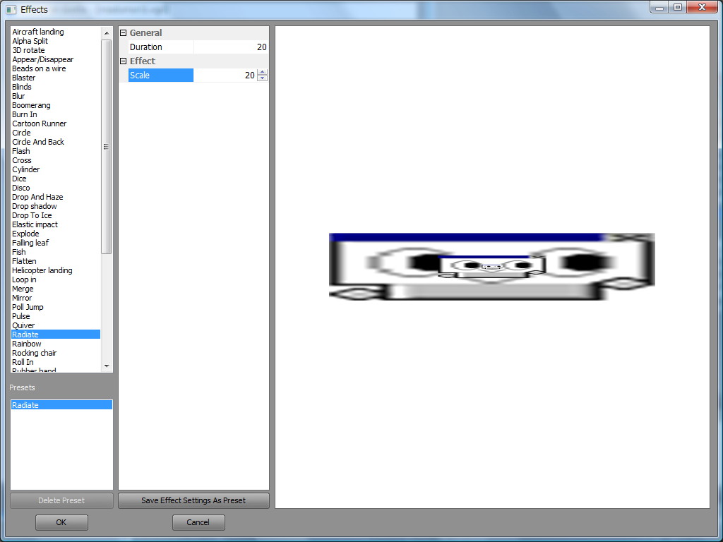多彩なエフェクトを選ぶだけで、短いフレームのアニメーションを作成可能