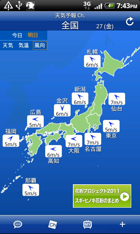 上下左右にフリックして表示を変えられる