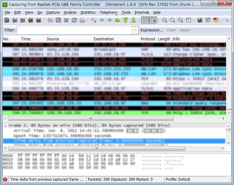 「Wireshark」v1.6.0