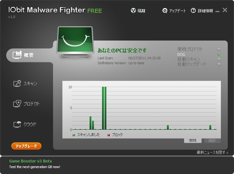 「IObit Malware Fighter Free」v1.0