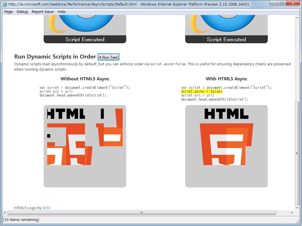 非同期スクリプトのデモ“HTML5 Async Scripts”