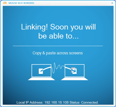 接続に成功すると、マウス・キーボードの共有のほか、ドラッグ＆ドロップによるPC間でのファイル転送やクリップボードの共有も可能になる