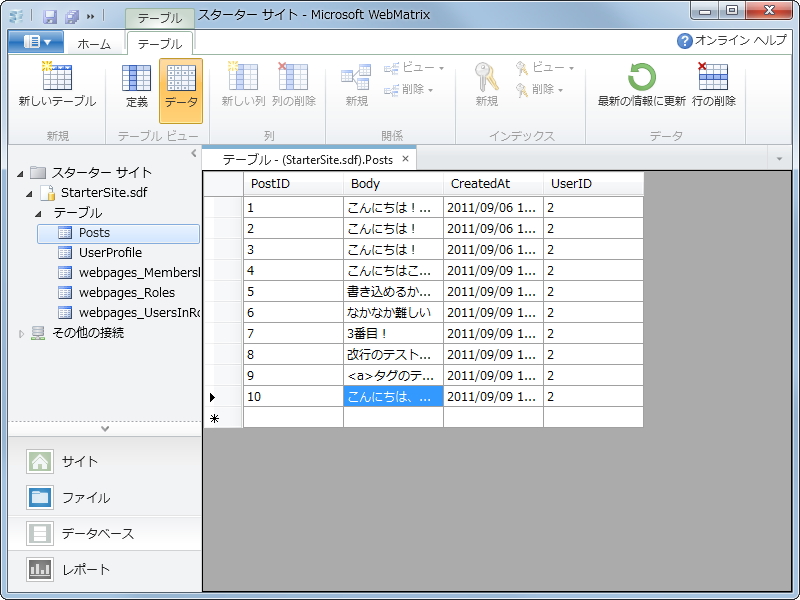 ダミーデータの挿入