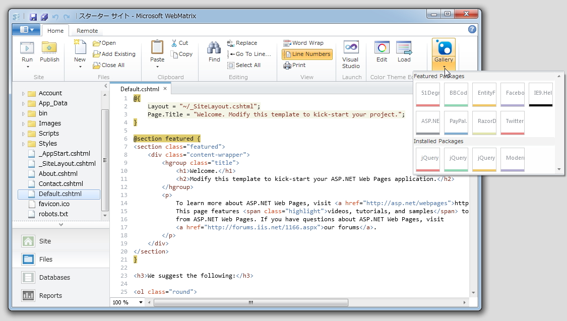 追加パッケージを手軽にインストールするための“Extension Gallery”