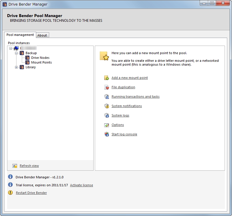 「Drive Bender for Windows」v1.2.1.0