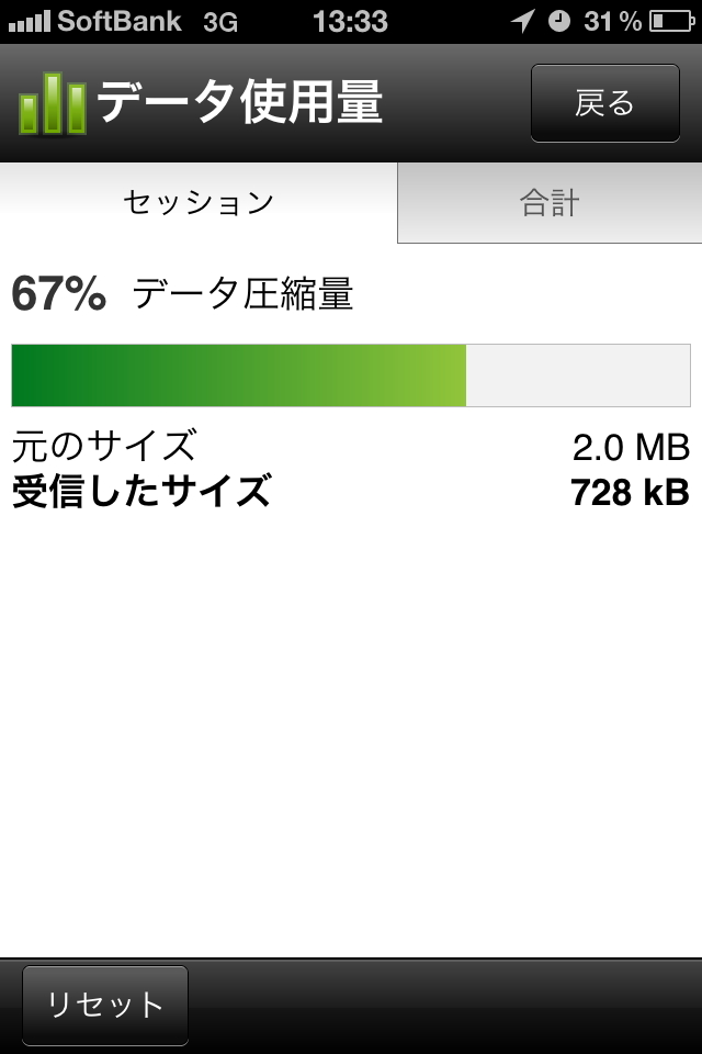 データ転送量の圧縮率を表示できる“データ使用量”機能