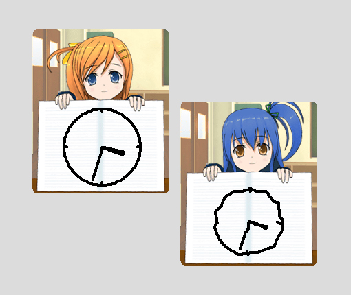 「コミPo! Clock」v0.30(左が“こみぽちゃん”、右が“かなめちゃん”)