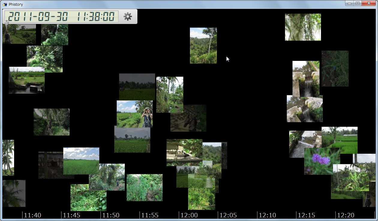 右ボタンを押しながら上下へドラッグするとタイムスケールが拡大