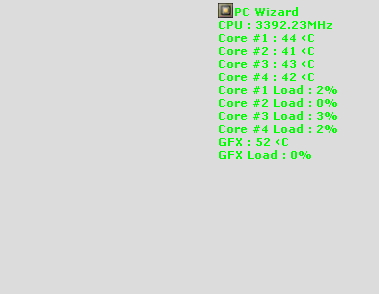 メイン画面を最小化した際にハードウェアの情報をリアルタイムで表示するモニター機能