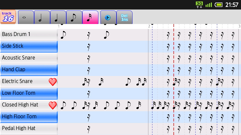 リズムトラックの入力画面
