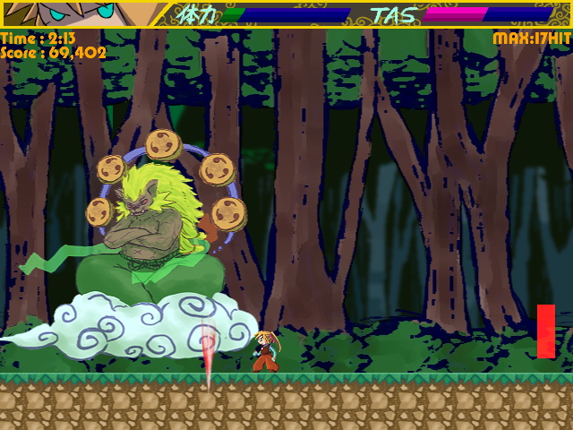 ステージの最後には巨大なボスが待ち構える。倒すとステージクリア