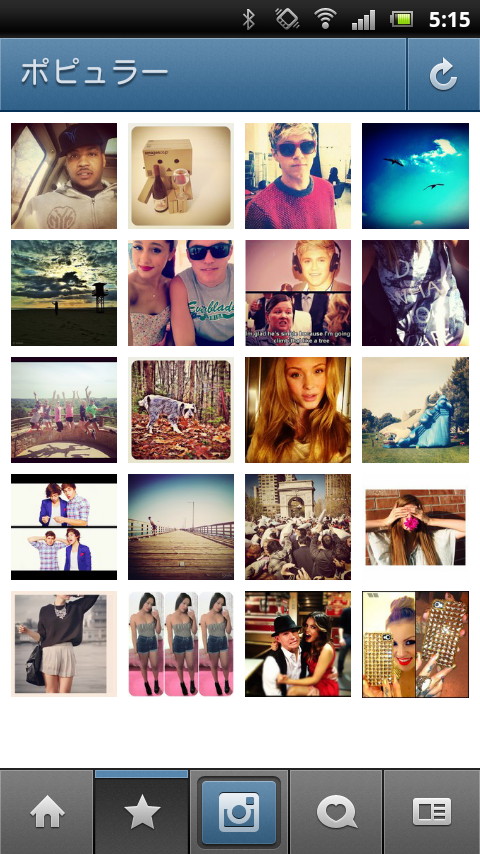 ［ポピュラー］タブでは、多くのユーザーから“いいね！”がつけられた人気の写真を閲覧可能